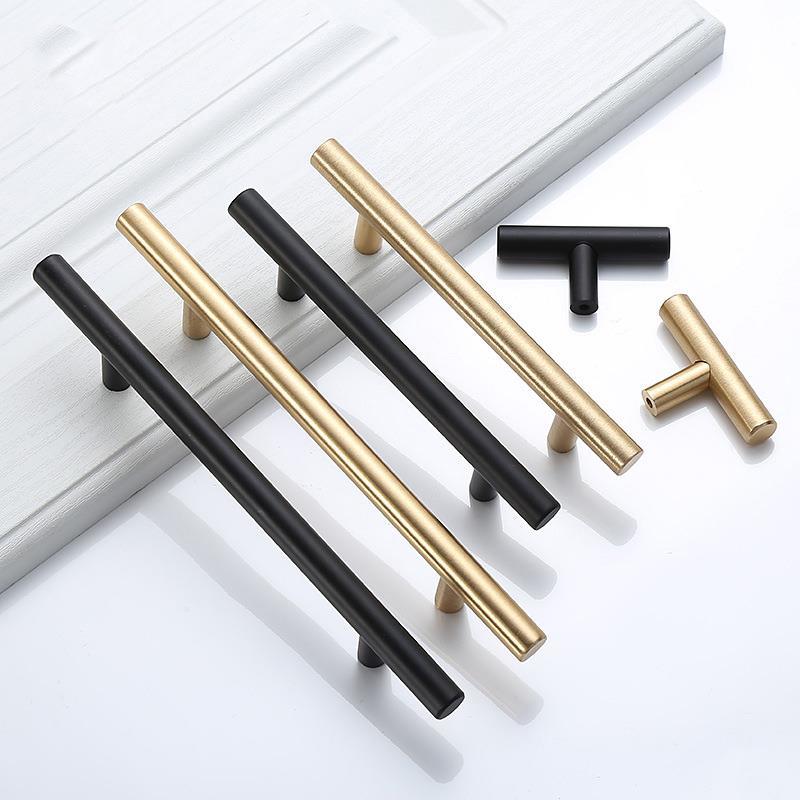 Furniture Hardware Restoration - Modern Altın Fırçalanmış Düz Dolap Kolları